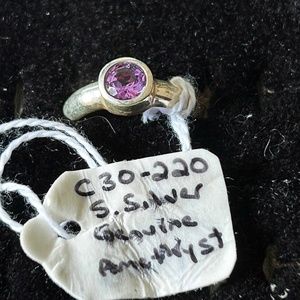 AMETHYST RING, ROUND FACETTED, SIZE 7, BEZEL SET IN STERLING SILVER, by BOMA CAN